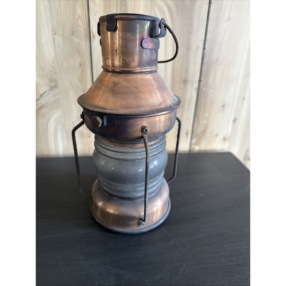 Vtg Copper Lantern Made In Hong Kong Rustic Nautical Decor Moody Oil Lamp